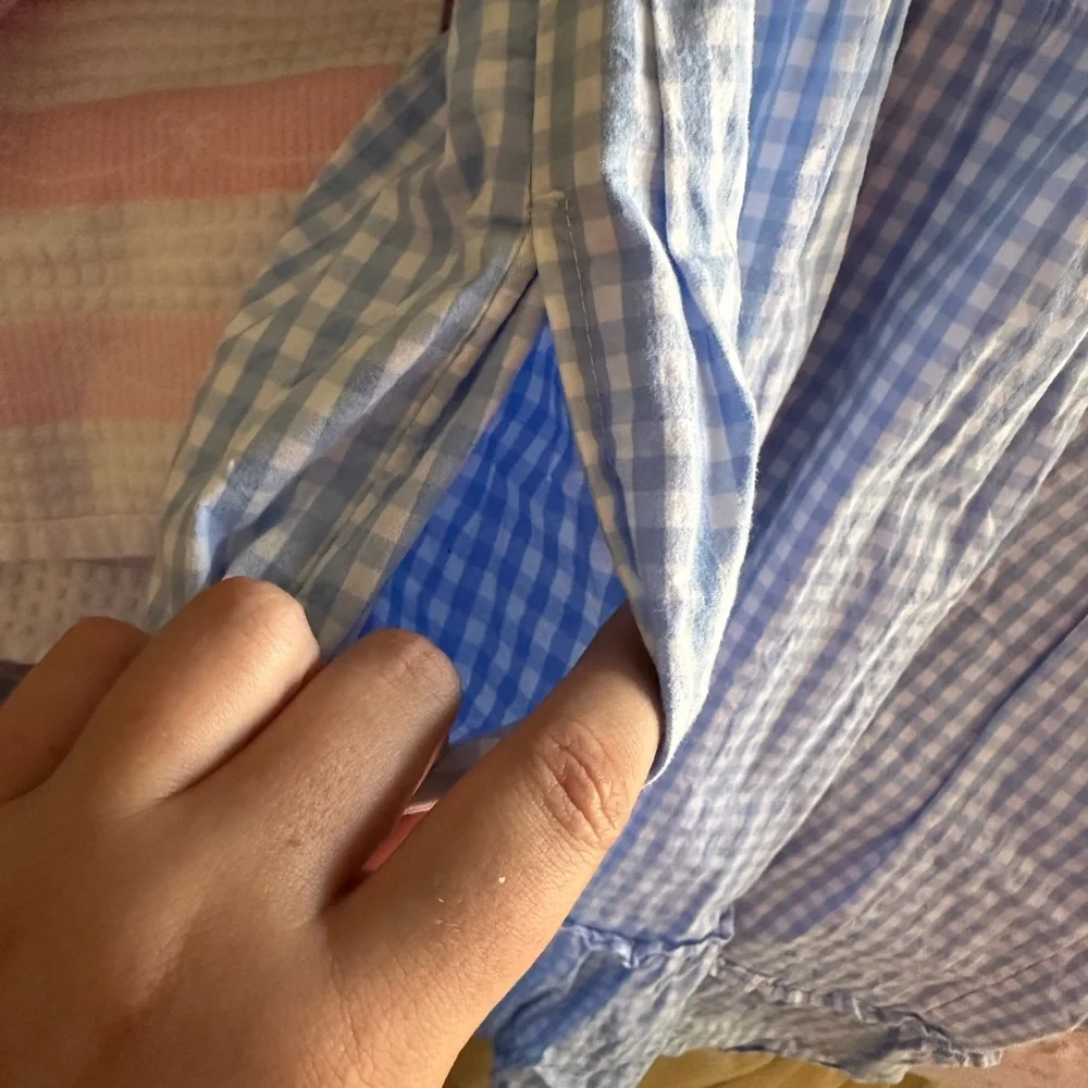 Crown & Ivy Gingham Blue & White Ruffle Dress - Picture 9 of 10